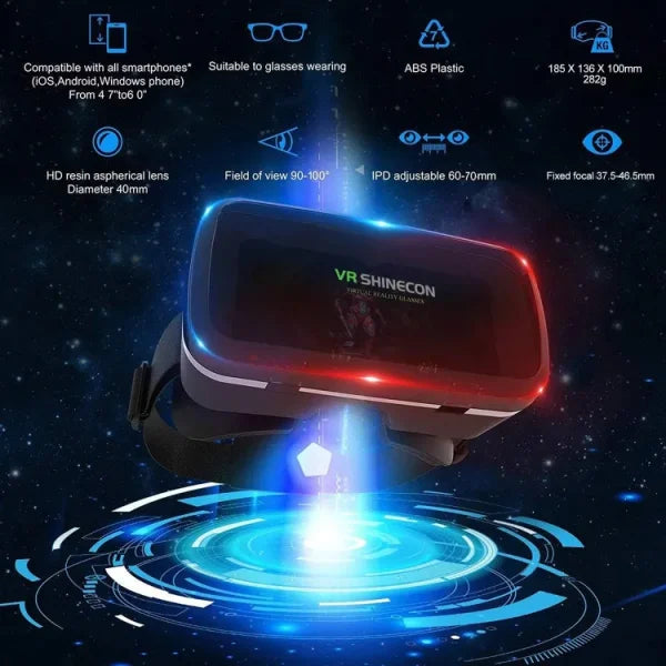 ImmersiVR Pro - 3D Virtual Reality Headset with Remote | VR Box for Smartphones