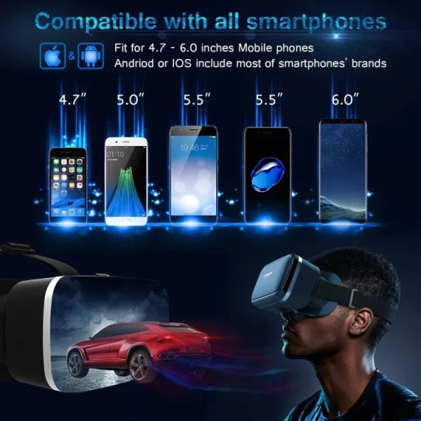 ImmersiVR Pro - 3D Virtual Reality Headset with Remote | VR Box for Smartphones